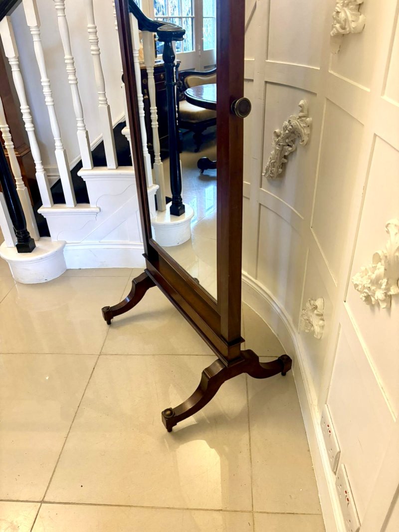 Attractive Antique Edwardian Quality Carved Mahogany Cheval Mirror - Image 7